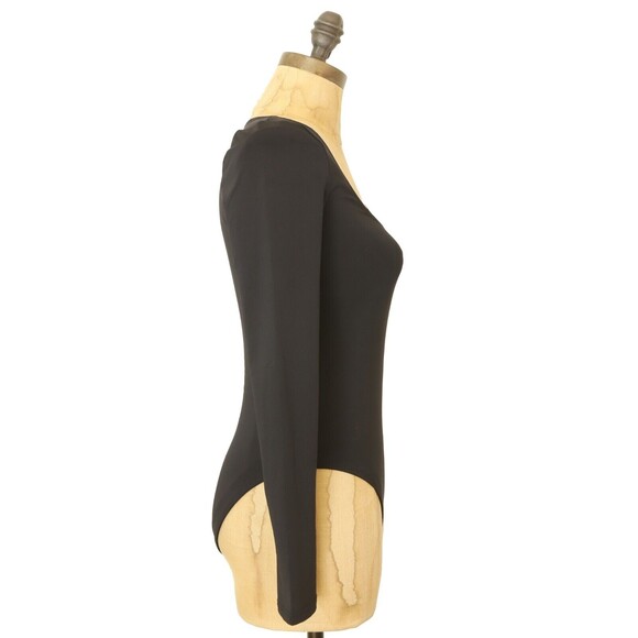 Topshop Nordstrom Slinky Long Sleeve Bodysuit US 4 S Scoop Neck Black NEW B6 - Picture 3 of 6